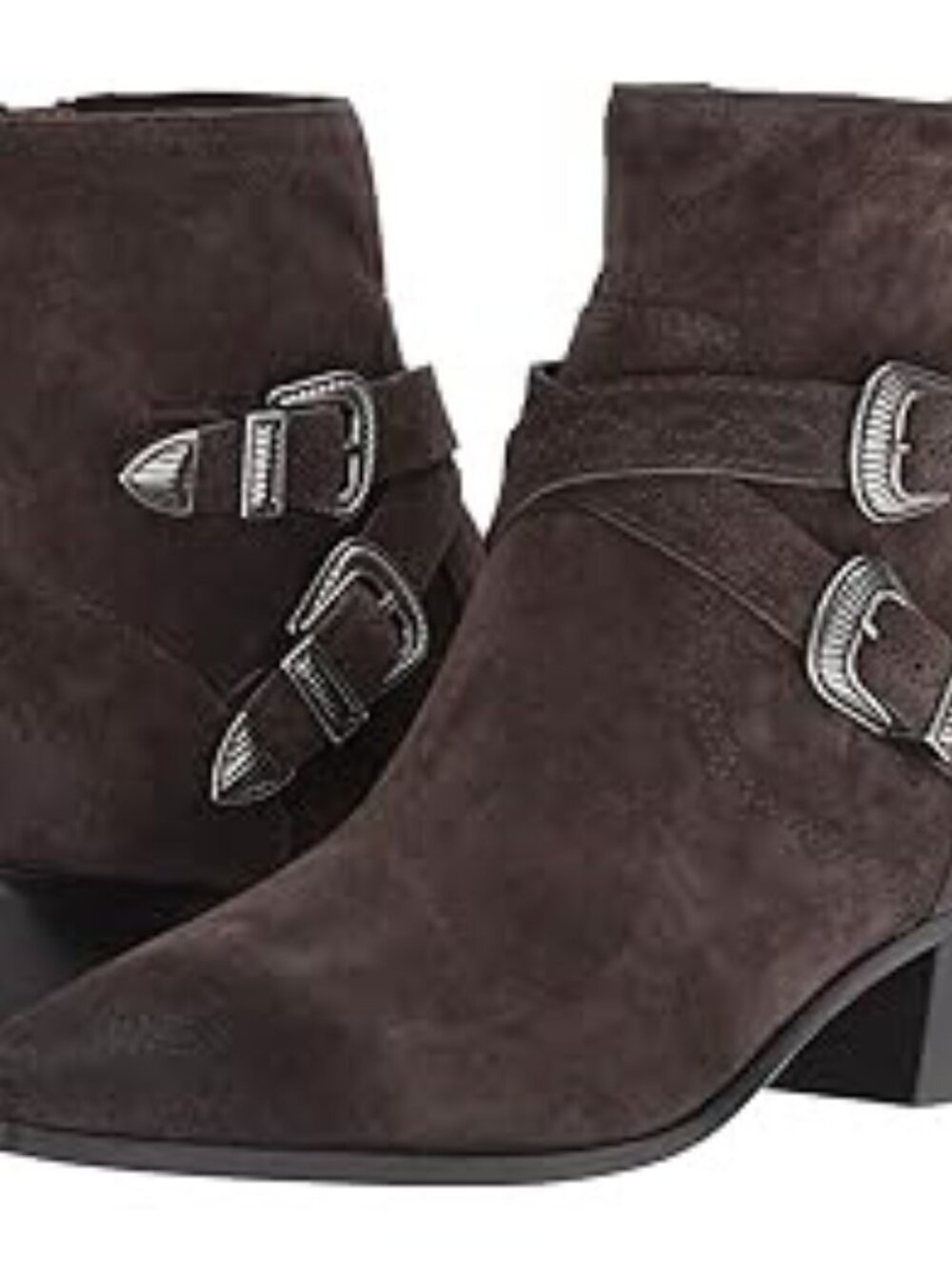 Frye Ellen Buckle Short Suede Ankle Boot in Grigio Size 7